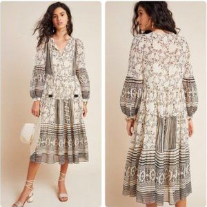 Anthropologie Talulah Tiered Midi Dress - XXS